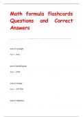 Math formula flashcards Questions and Correct  Answers