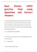 Real Estate AYPO  practice final exam Questions and Correct  Answers