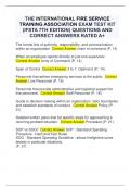 THE INTERNATIONAL FIRE SERVICE TRAINING ASSOCIATION EXAM TEST KIT (IFSTA 7TH EDITION) QUESTIONS AND CORRECT ANSWERS RATED A+