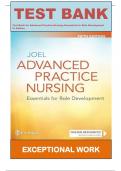 Test bank for Advanced Practice Nursing: Essentials for Role Development 5th Edition by Lucille A. Joel | 9781719642774 | | Chapter 1-30 | Complete Questions And Answers A+