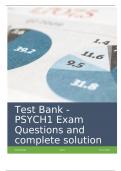 Test Bank - PSYCH1 Exam Questions and complete solution.