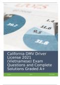 California DMV Driver License 2021 (Vietnamese) Exam Questions and Complete Solutions Graded A+