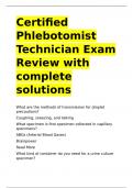 Certified Phlebotomist Technician Exam Review with complete solutions