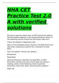 NHA CET Practice Test 2.0 A with verified solutions