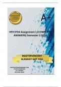 HSY3704 Assignment 1 (COMPLETE ANSWERS) Semester 2 2024 - DUE August 2024 ; 100% TRUSTED Complete, trusted solutions and explanations.