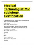 Medical Technologist:Microbiology Certification