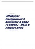 MNB3701 Assignment 2 Semester 2 2024 (195080) - DUE 5 August 2024