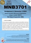 MNB3701 Assignment 4 (COMPLETE ANSWERS) Semester 2 2024 (222473) - DUE 12 September 2024