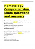 Hematology Comprehensive Exam questions and answers