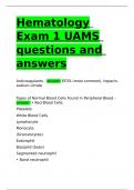 Hematology Exam 1 UAMS questions and answers.