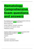 Hematology Comprehensive Exam questions and answers