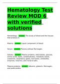 Hematology Test Review MOD 6 with verified solutions.