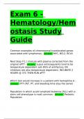 Exam 6 - Hematology Hemostasis Study Guide