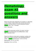 Hematology exam #3 questions and answers