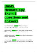 UAMS Hematology Exam 3 questions and answers