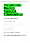 Occupational Therapy Assistant Abbreviations