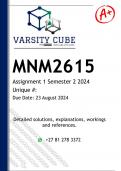 MNM2615 Assignment 1 (DETAILED ANSWERS) Semester 2 2024 - DISTINCTION GUARANTEED