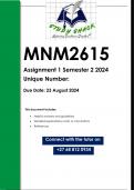 MNM2615 Assignment 1 (QUALITY ANSWERS) Semester 2 2024