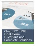 Chem 121 UNR Final Exam Questions and Complete Solutions Graded A+.