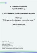 NCOI module Hybride werken, stelling verdedigen bronnenonderzoek, Toegepaste Psychologie, professioneel en oplossingsgericht werken, nieuwe layout 2024, geslaagd cijfer 8