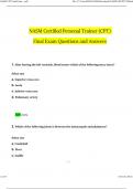  NASM Certified Personal Trainer (CPT) Final Exam Questions and Answers Updated (Verified Answers)