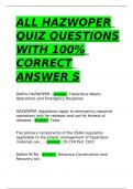 all hazwoper quiz questions WITH 100% correct answers