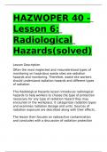 HAZWOPER 40 - Lesson 6 Radiological Hazards(solved)