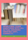 HPAM FINAL EXAM QUESTIONS WITH ALL ACTUAL ANSWERS VERIFIED 100% CORRECT!!