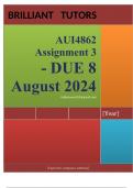 AUI4862 Assignment 3 (COMPLETE QUESTIONS AND ANSWERS) Semester 2 2024 - DUE 8 August 2024 ;100 % TRUSTED workings, explanations and solutions