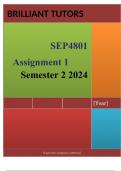 SEP4801 Assignment 1 (COMPLETE ANSWERS) Semester 2 2024 ;100 % TRUSTED workings, explanations and solutions SEP4801 SEMESTER 2/2024 ASSIGNMENT 01 NB