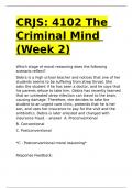 CRJS 4102 The Criminal Mind (Week 2).