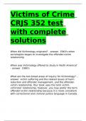 Victims of Crime CRJS 352 test with complete solutions