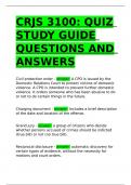 CRJS 3100 QUIZ STUDY GUIDE QUESTIONS AND ANSWERS.