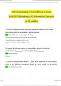 ATI Fundamental Proctored Form C Exam(2023 / 2024)With NGN Questions And Rationalized Answers 100% Verified