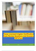 Texas Licensed Irrigator Certification Exam Review Questions and Answers 100%Pass