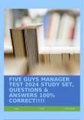 FIVE GUYS MANAGER TEST 2024 STUDY SET, QUESTIONS & ANSWERS 100% CORRECT!!!!