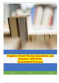 Irrigation Exam Review Questions and Answers 100%Pass  Guaranteed Success