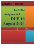 ECS4862 Assignment 3 (COMPLETE ANSWERS) 2024 - DUE 16 August 2024 ;100 % TRUSTED workings, explanations and solutions. 