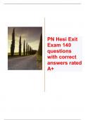 PN Hesi Exit Exam 140 questions with correct answers rated A+