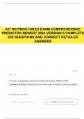 ATI RN PROCTORED EXAM COMPREHENSIVE PREDICTOR NEWEST 2024 VERSION 5 COMPLETE 250 QUESTIONS AND CORRECT DETAILED ANSWERS