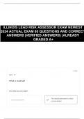 ILLINOIS LEAD RISK ASSESSOR EXAM NEWEST 2024 ACTUAL EXAM 80 QUESTIONS AND CORRECT ANSWERS (VERIFIED ANSWERS) |ALREADY GRADED A+