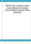 MATH 1550 - Calculus I study exam solution new update (Terrie White) Louisiana State University