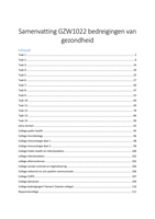 Samenvatting  GZW1022 bedreigingen van gezondheid (taken en college's)