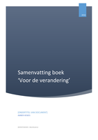 Samenvatting boek Voor de Verandering 