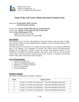 Structural Analysis Laboratory Tests