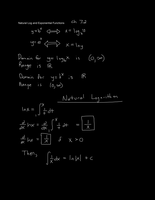 Calculus 2 Chapter 7.2 Natural Log and Exponential Functions