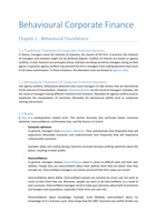 Behavioural Corporate Finance - Summary