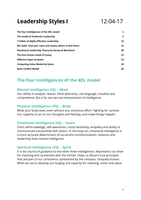 Summary Leadership Styles I