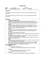 Student Progress Plan Lesson Plan 