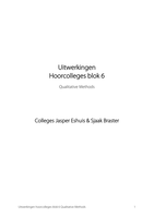 Uitwerkingen hoorcolleges Qualitative Methods